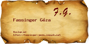 Fassinger Géza névjegykártya